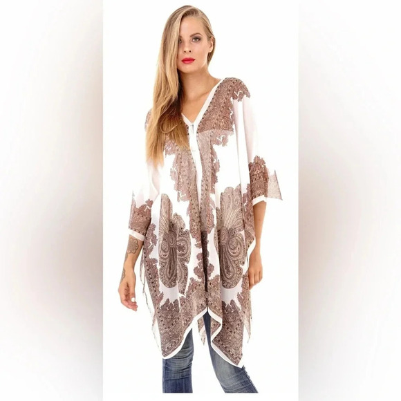 Boho poncho/ summer  swim cover up 
New  one size fits most - Picture 1 of 6